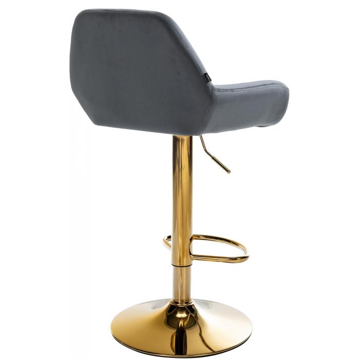 Barhocker HLO-CP8 Gold Samt ~ dunkelgrau