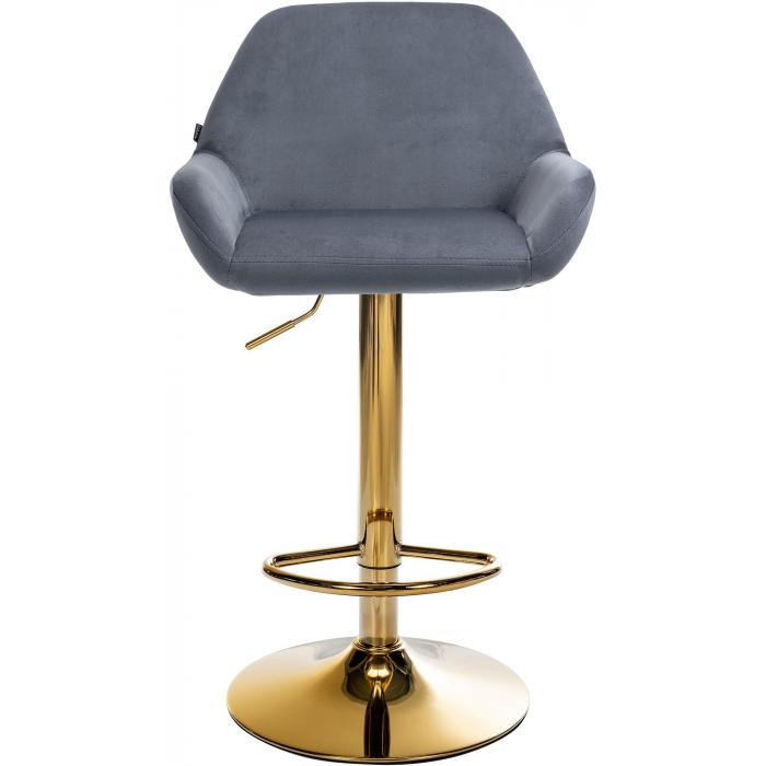 Barhocker HLO-CP8 Gold Samt ~ dunkelgrau