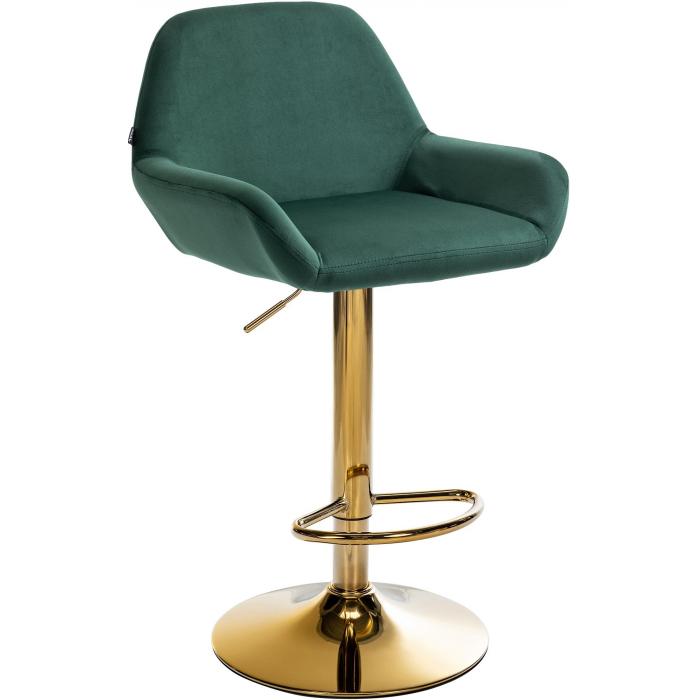 Barhocker HLO-CP8 Gold Samt ~ dunkelgrn