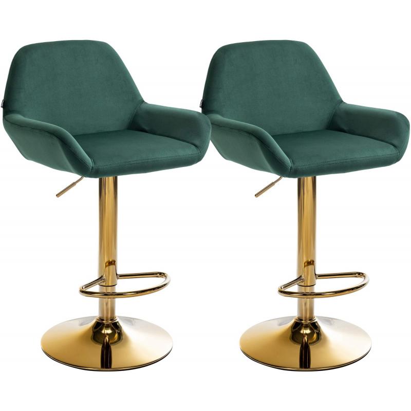 2er Set Barhocker HLO-CP8 Gold Samt ~ dunkelgrn