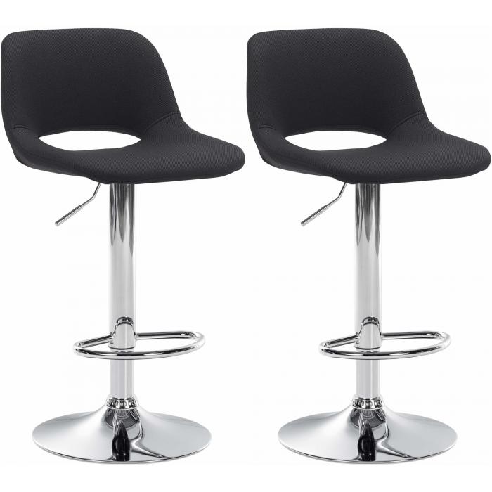 2er Set Barhocker HLO-CP244 Stoff chrom ~ schwarz