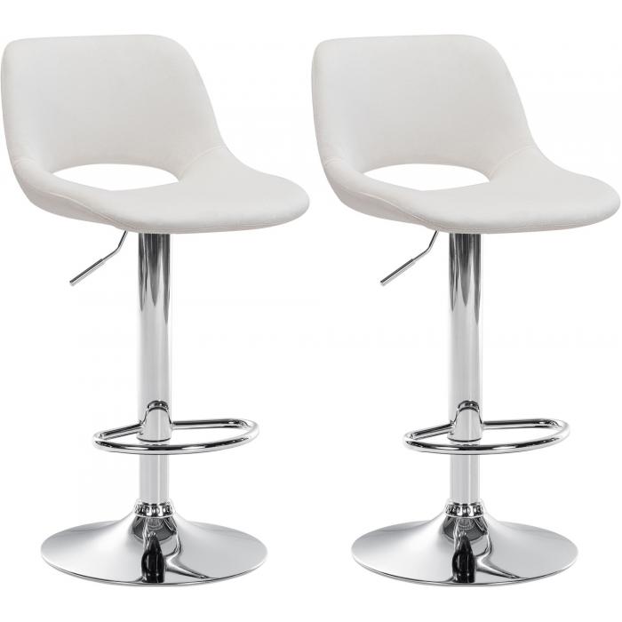 2er Set Barhocker HLO-CP243 Samt chrom ~ creme