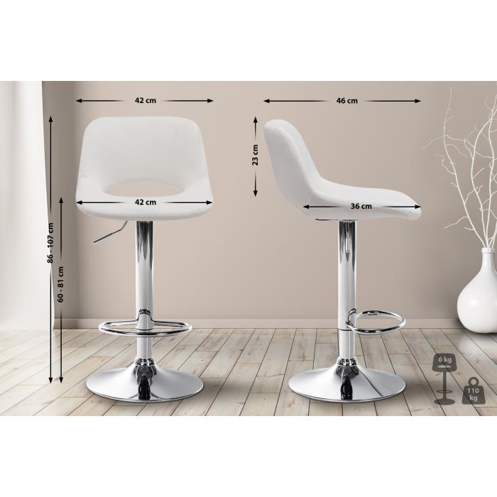 2er Set Barhocker HLO-CP243 Samt chrom ~ creme