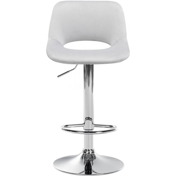 2er Set Barhocker HLO-CP243 Samt chrom ~ hellgrau