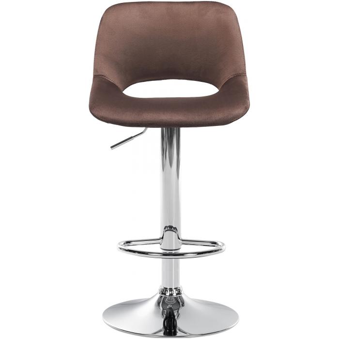 2er Set Barhocker HLO-CP243 Samt chrom ~ braun