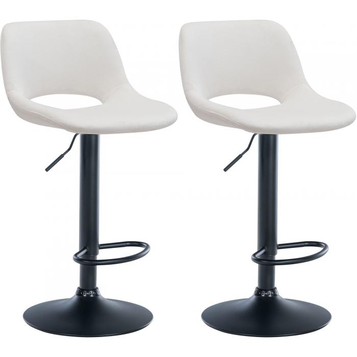 2er Set Barhocker HLO-CP243 Samt schwarz ~ creme