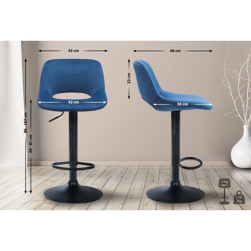 2er Set Barhocker HLO-CP243 Samt schwarz ~ blau