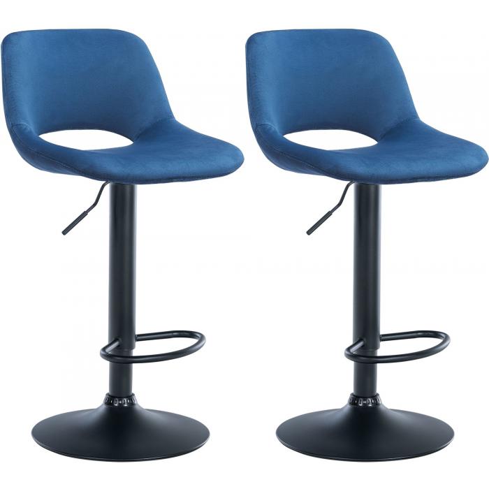 2er Set Barhocker HLO-CP243 Samt schwarz ~ blau