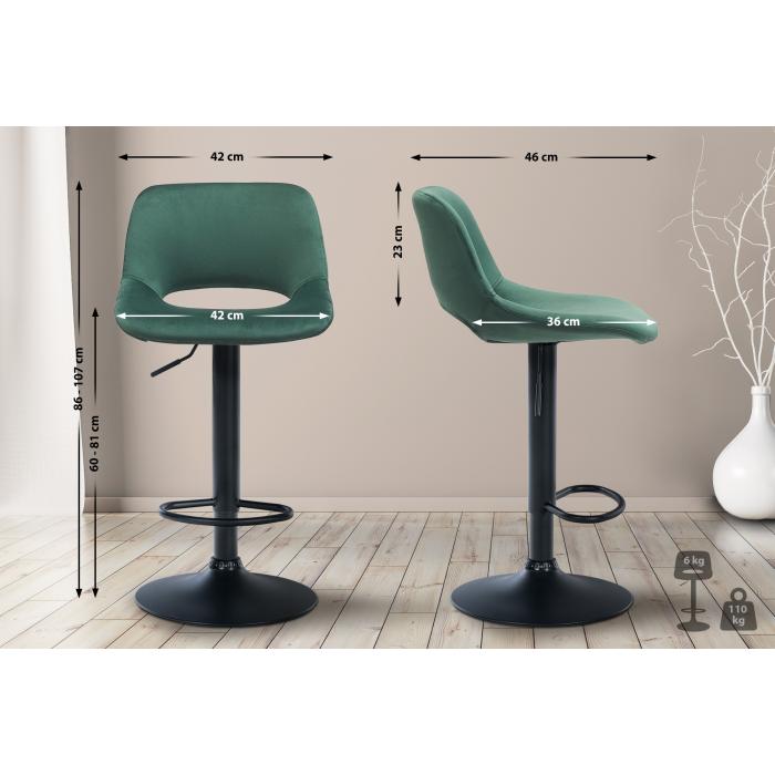 2er Set Barhocker HLO-CP243 Samt schwarz ~ grn