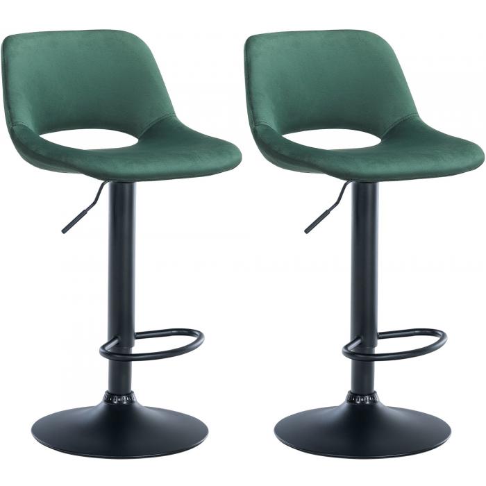 2er Set Barhocker HLO-CP243 Samt schwarz ~ grn