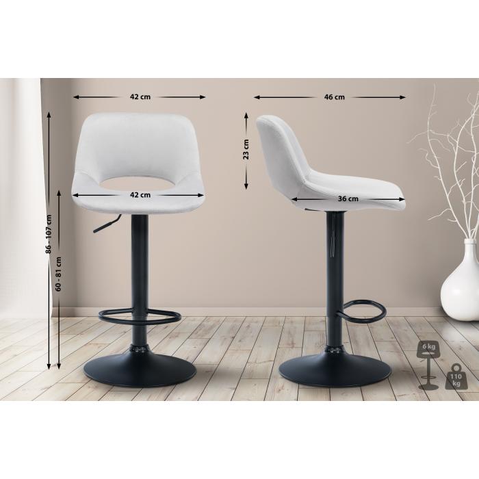 2er Set Barhocker HLO-CP243 Samt schwarz ~ hellgrau