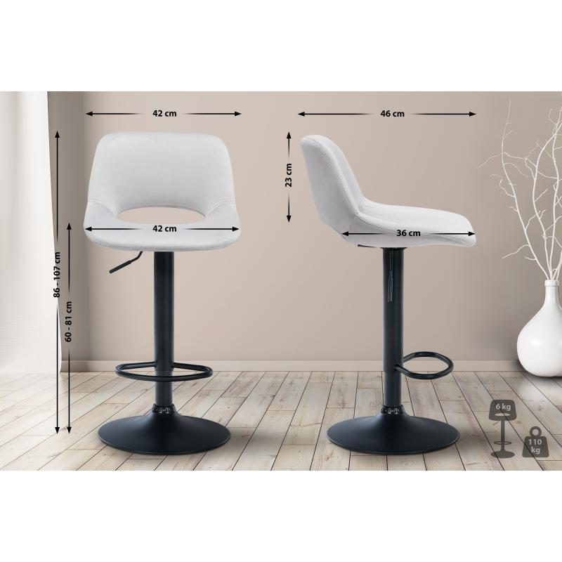 2er Set Barhocker HLO-CP243 Samt schwarz ~ hellgrau