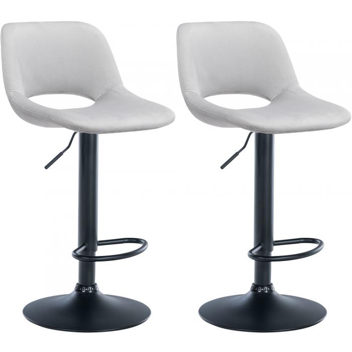 2er Set Barhocker HLO-CP243 Samt schwarz ~ hellgrau