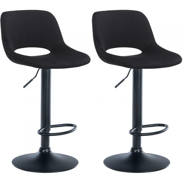 2er Set Barhocker HLO-CP243 Samt schwarz ~ schwarz