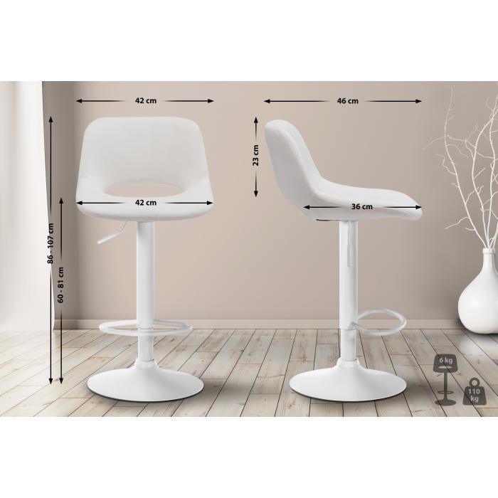 2er Set Barhocker HLO-CP243 Samt wei ~ creme