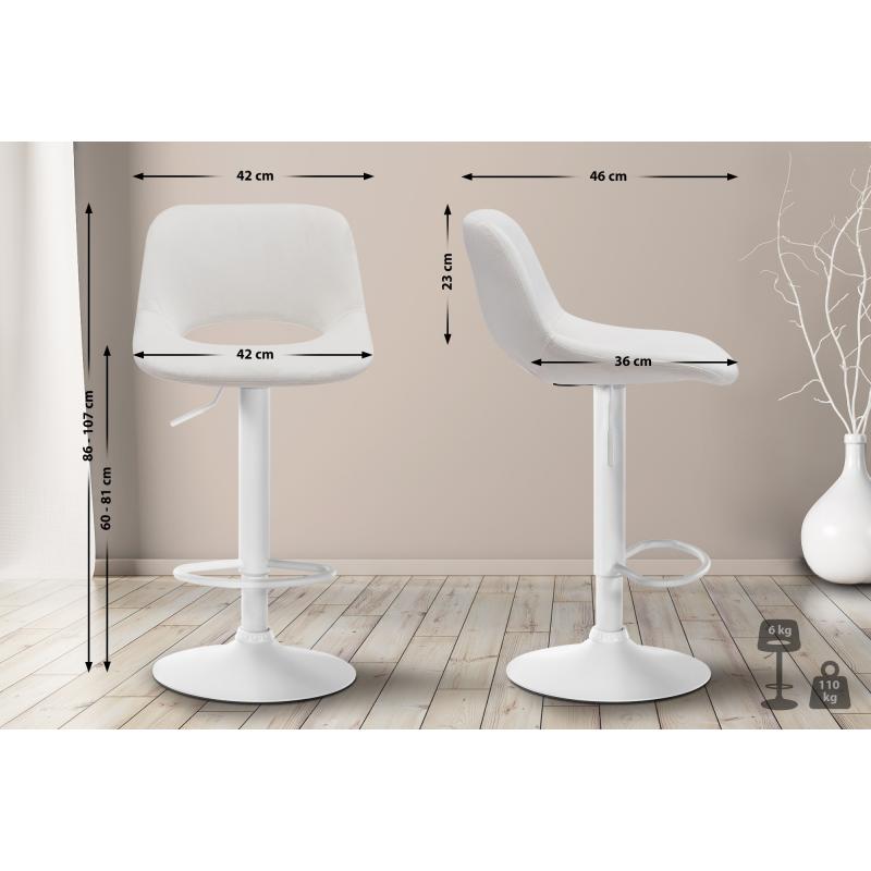 2er Set Barhocker HLO-CP243 Samt wei ~ creme