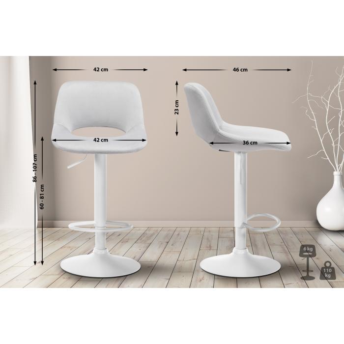 2er Set Barhocker HLO-CP243 Samt wei ~ hellgrau