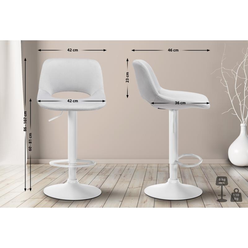 2er Set Barhocker HLO-CP243 Samt wei ~ hellgrau