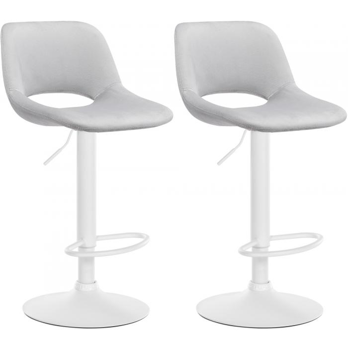 2er Set Barhocker HLO-CP243 Samt wei ~ hellgrau