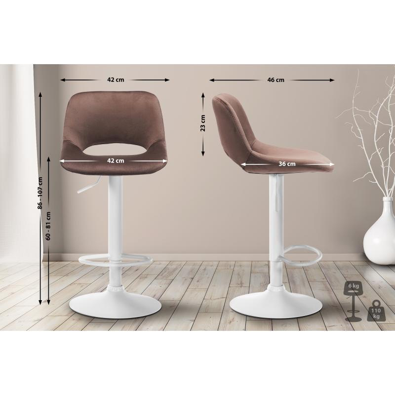 2er Set Barhocker HLO-CP243 Samt wei ~ braun