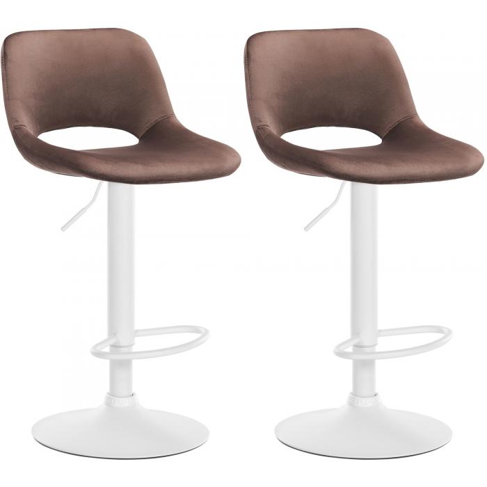 2er Set Barhocker HLO-CP243 Samt wei ~ braun