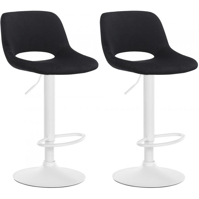 2er Set Barhocker HLO-CP243 Samt wei ~ schwarz