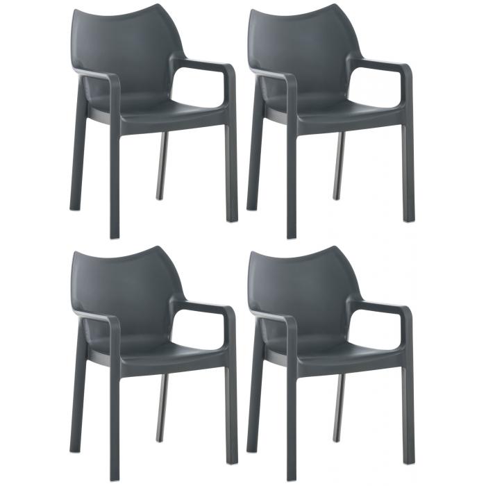 4er Set Stuhl HLO-CP55 ~ dunkelgrau
