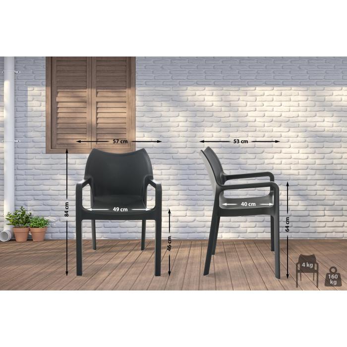 4er Set Stuhl HLO-CP55 ~ dunkelgrau