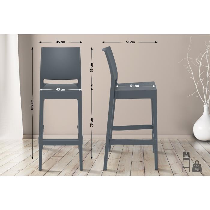 4er Set Barhocker HLO-CP39 ~ dunkelgrau
