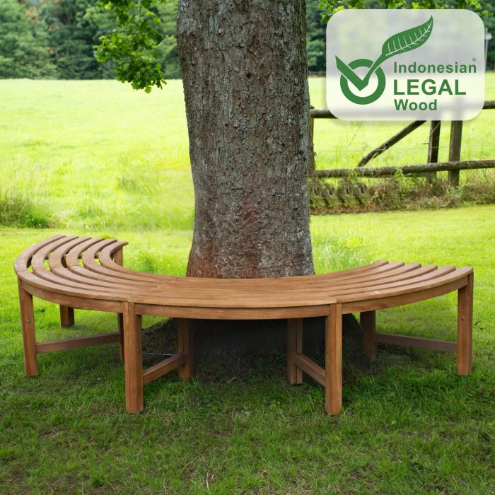 Baumbank CP474, Gartenbank Rundbank Holzbank, halbrund, 206cm ~ ohne Rckenlehne