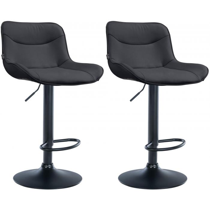 2er Set Barhocker HLO-CP302 Kunstleder schwarz ~ schwarz