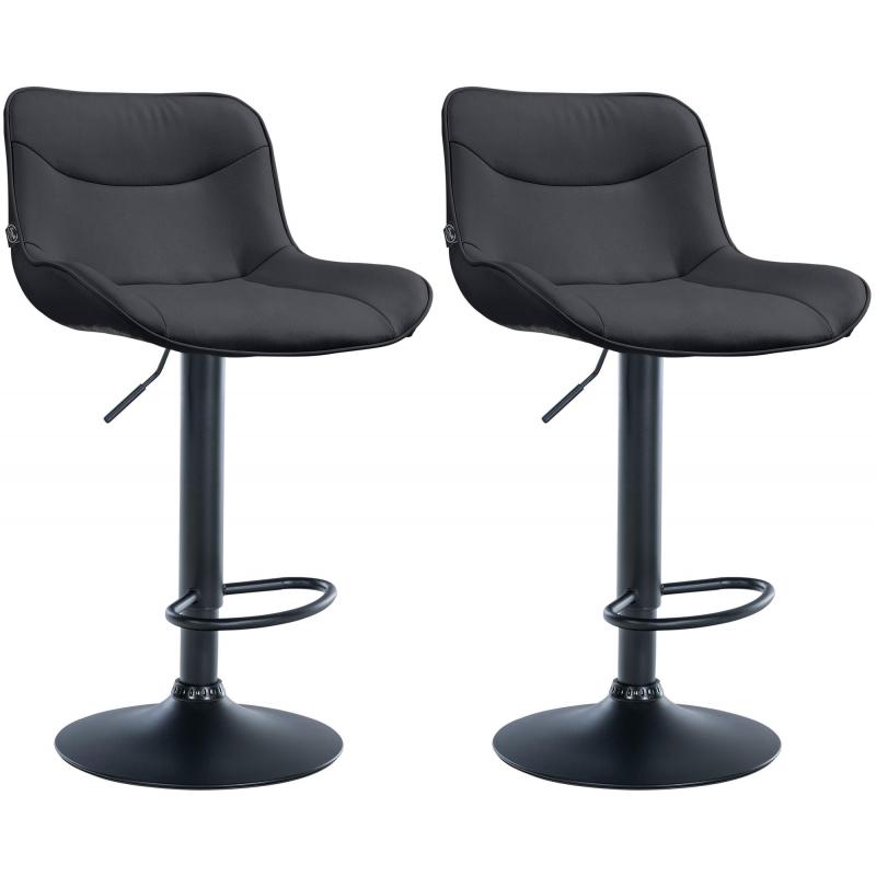 2er Set Barhocker HLO-CP302 Kunstleder schwarz ~ schwarz