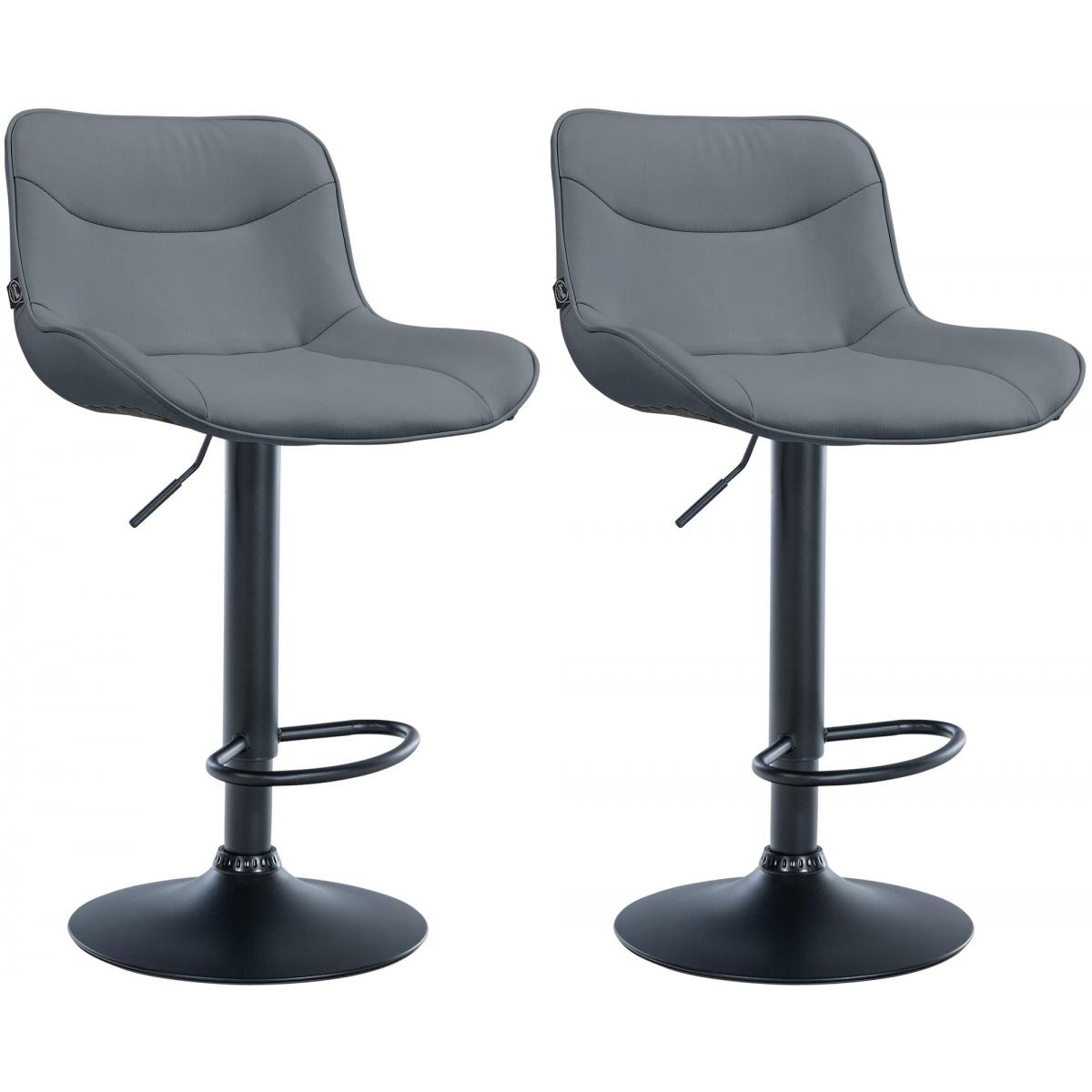 2er Set Barhocker HLO-CP302 Kunstleder schwarz ~ grau