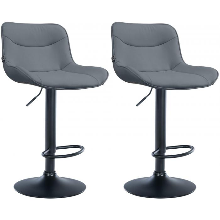 2er Set Barhocker HLO-CP302 Kunstleder schwarz ~ grau