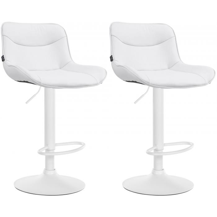 2er Set Barhocker HLO-CP302 Kunstleder wei ~ wei