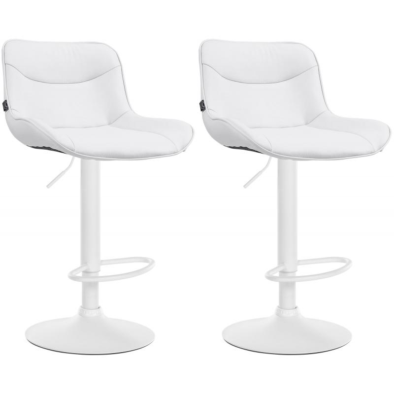 2er Set Barhocker HLO-CP302 Kunstleder wei ~ wei