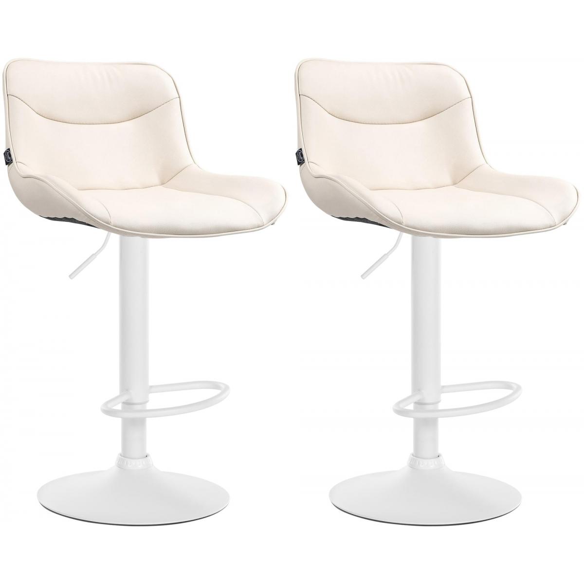 2er Set Barhocker HLO-CP302 Kunstleder wei ~ creme