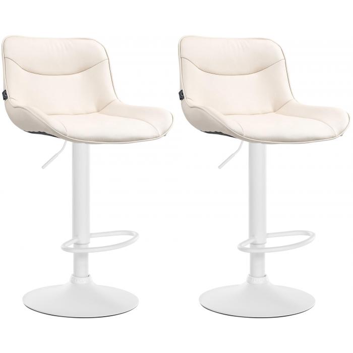 2er Set Barhocker HLO-CP302 Kunstleder wei ~ creme