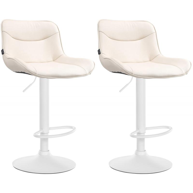 2er Set Barhocker HLO-CP302 Kunstleder wei ~ creme
