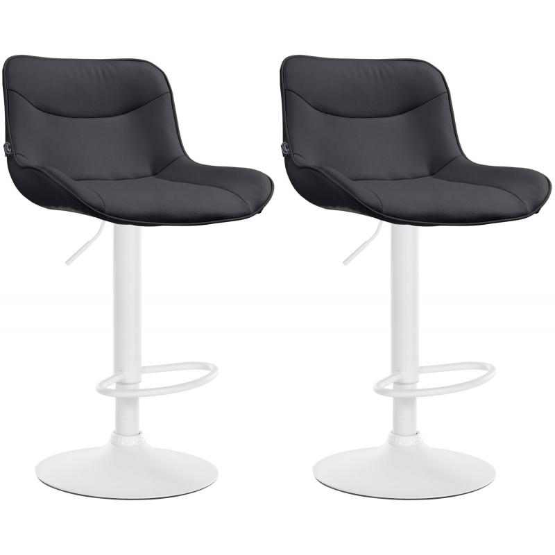 2er Set Barhocker HLO-CP302 Kunstleder wei ~ schwarz
