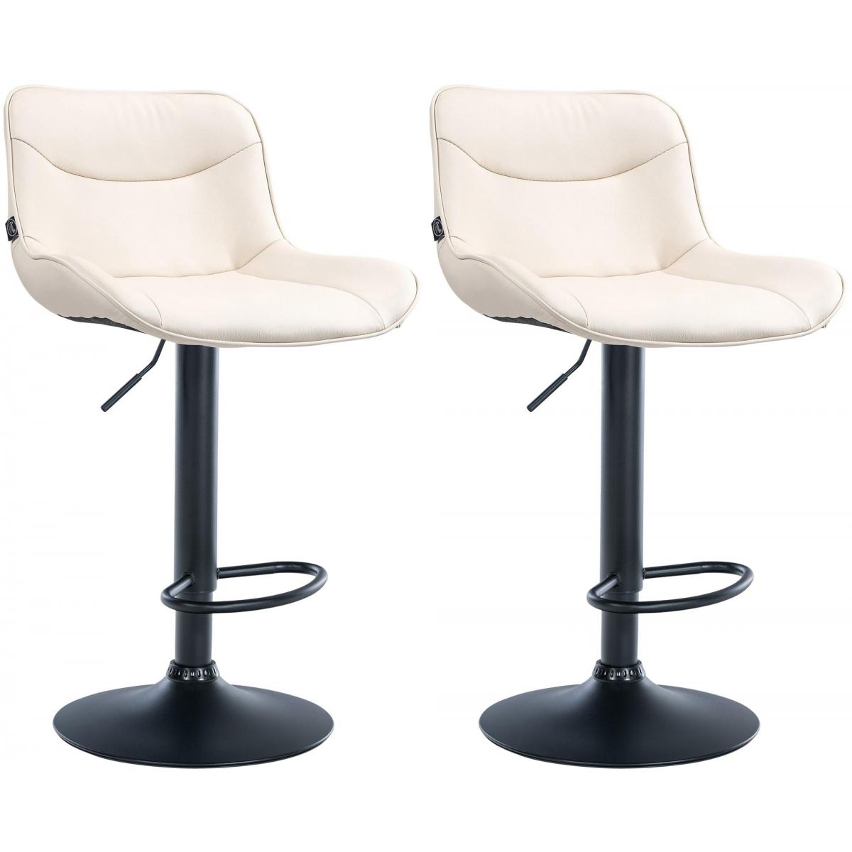 2er Set Barhocker HLO-CP302 Kunstleder schwarz ~ creme