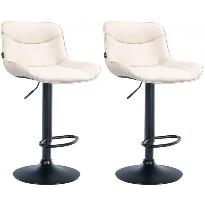 2er Set Barhocker HLO-CP302 Kunstleder schwarz ~ creme