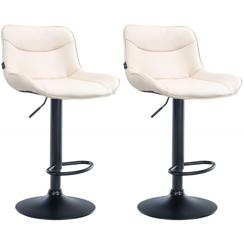 2er Set Barhocker HLO-CP302 Kunstleder schwarz ~ creme