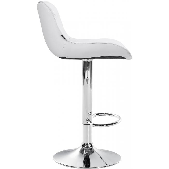 2er Set Barhocker HLO-CP302 Kunstleder chrom ~ wei