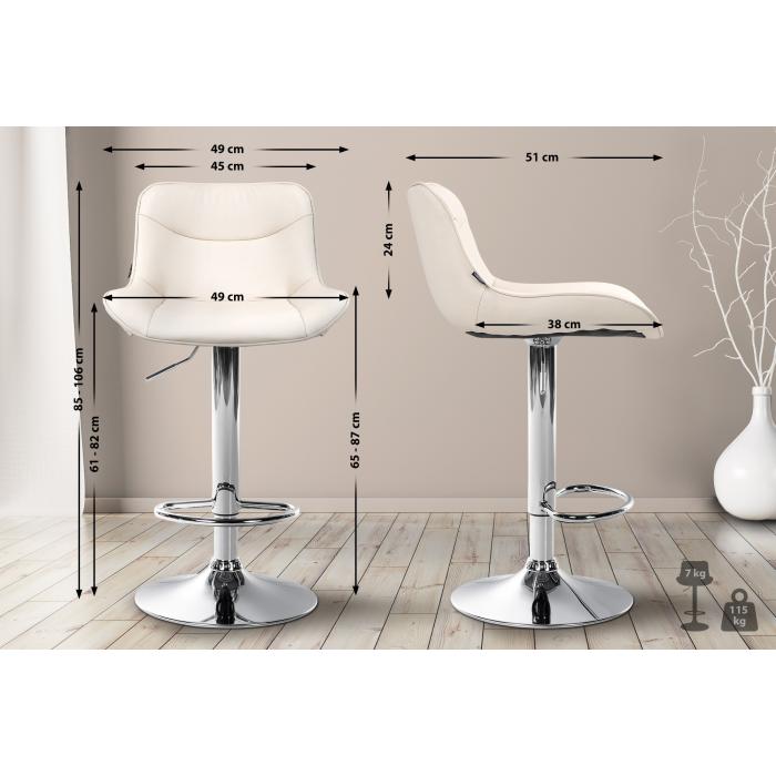 2er Set Barhocker HLO-CP302 Kunstleder chrom ~ creme