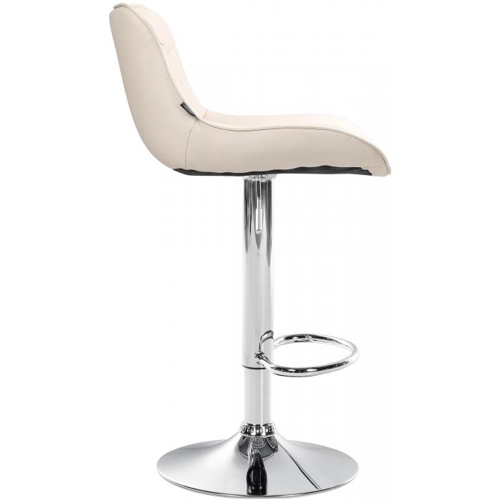 2er Set Barhocker HLO-CP302 Kunstleder chrom ~ creme