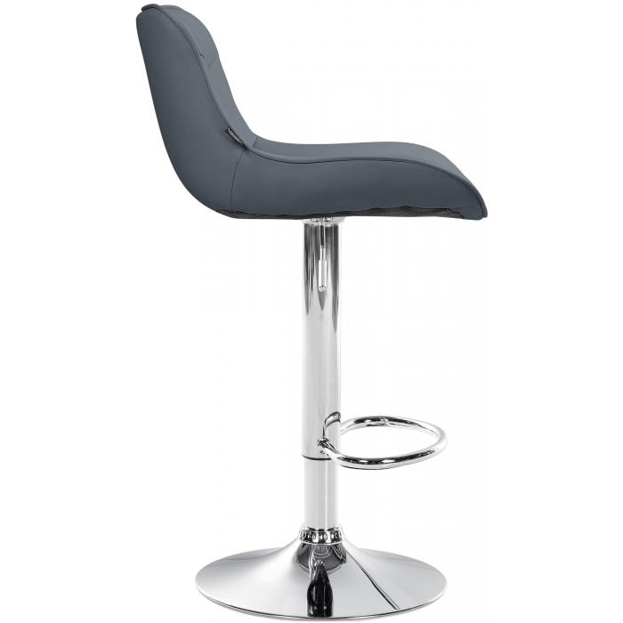 2er Set Barhocker HLO-CP302 Kunstleder chrom ~ grau