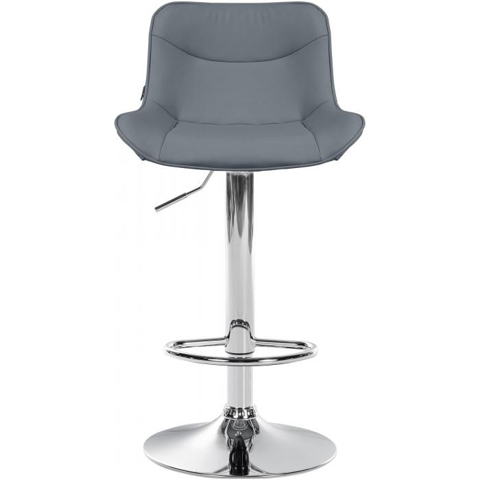 2er Set Barhocker HLO-CP302 Kunstleder chrom ~ grau