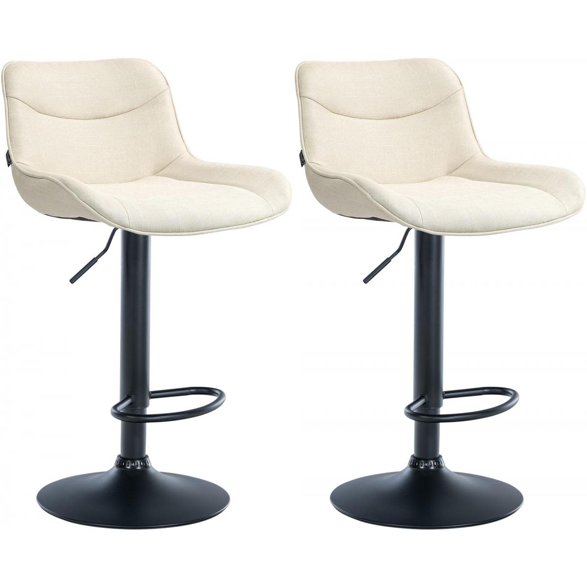 2er Set Barhocker HLO-CP304 Stoff schwarz ~ creme