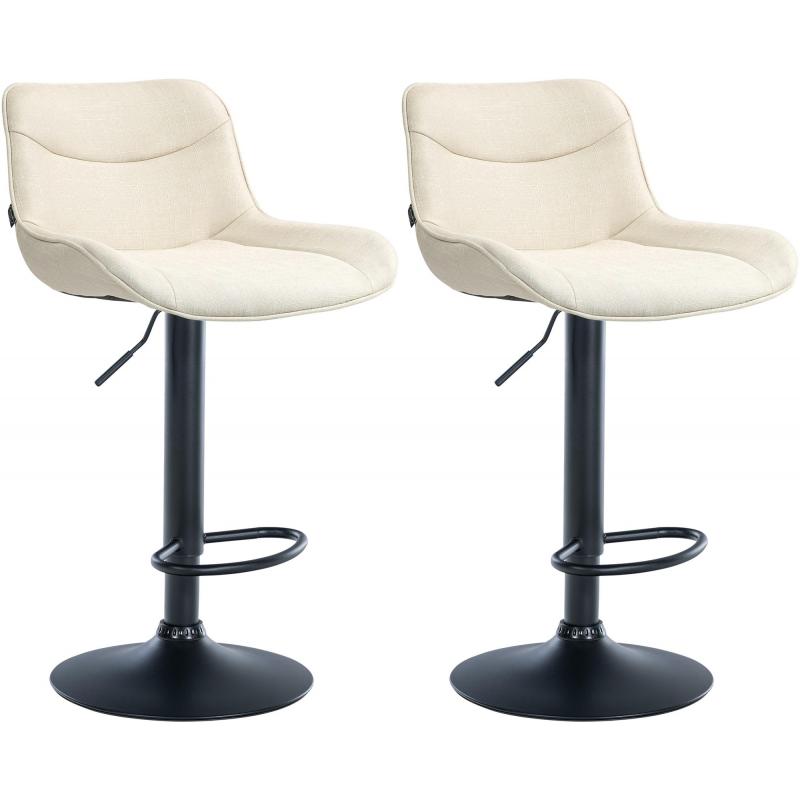 2er Set Barhocker HLO-CP304 Stoff schwarz ~ creme